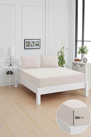 Mirava Premium %100 Pamuk Penye Lastikli Çift Kişilik Çarşaf Takımı (2 Yastık Kılıfı Dahil) Açık Gri 140x200cm