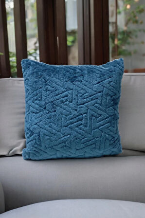 Bohem 4'Lü Dekoratif Yastık Kılıfı Kırlent Kılıfı 45X45 Cm Petrol Mavisi Zikzak Desen