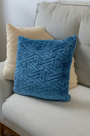 Bohem 4'Lü Dekoratif Yastık Kılıfı Kırlent Kılıfı 45X45 Cm Petrol Mavisi Zikzak Desen