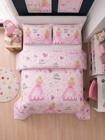 Çift Kişilik Kapitone Dolgulu Prenses Desen Pike 4 Mevsim |2 Adet Yastık Kılıfı Dahil| 200x230cm