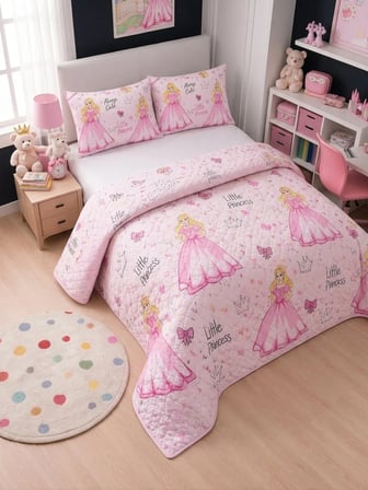 Çift Kişilik Kapitone Dolgulu Prenses Desen Pike 4 Mevsim |2 Adet Yastık Kılıfı Dahil| 200x230cm