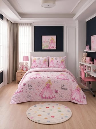 Çift Kişilik Kapitone Dolgulu Prenses Desen Pike 4 Mevsim |2 Adet Yastık Kılıfı Dahil| 200x230cm