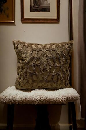 Bohem Dekoratif Yastık Kılıfı Kırlent Kılıfı 43x43 Cm Kahverengi Etnik Dsn