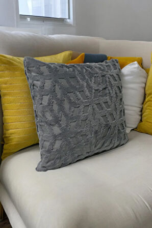 Bohem 4'Lü Dekoratif Yastık Kılıfı Kırlent Kılıfı 45X45 Cm Gri Geometrik Desen