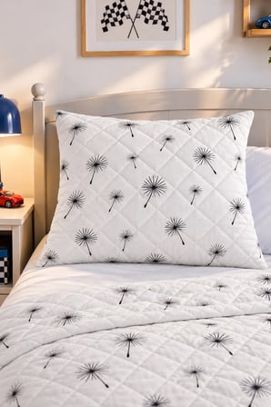 Kapitone Fermuarlı Yastık Alezi 50x70 cm Pamuklu Yastık Koruyucu Kılıf Elyaf Dolgulu | Beyaz İbiza