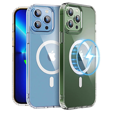 NovStrap Apple iPhone 13 Pro Max Kılıf 6.7 Şeffaf Magsafe Uyumlu Kamera Korumalı Sararmayan Kapak