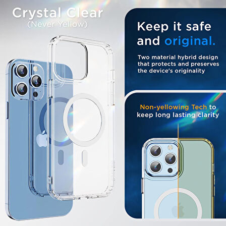 NovStrap Apple iPhone 13 Pro Max Kılıf 6.7 Şeffaf Magsafe Uyumlu Kamera Korumalı Sararmayan Kapak