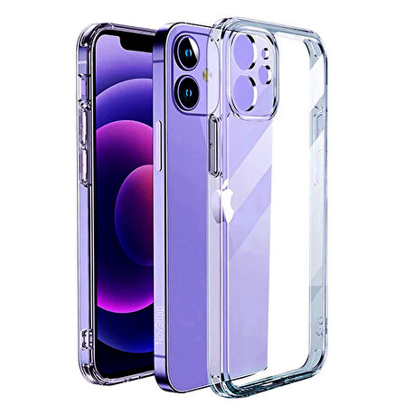NovStrap iPhone 14 Plus Uyumlu Kılıf 6.7 Kamera Üzerini Tam Kapatan Kamera Korumalı Şeffaf Tıpalı