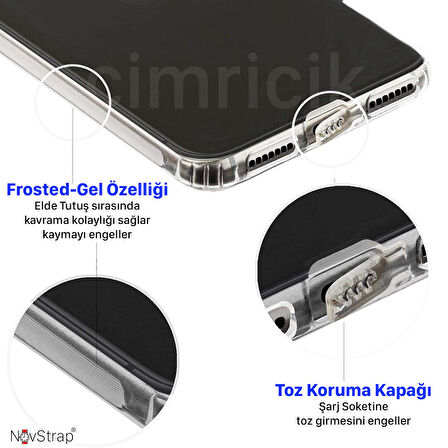 NovStrap iPhone 14 Plus Uyumlu Kılıf 6.7 Kamera Üzerini Tam Kapatan Kamera Korumalı Şeffaf Tıpalı