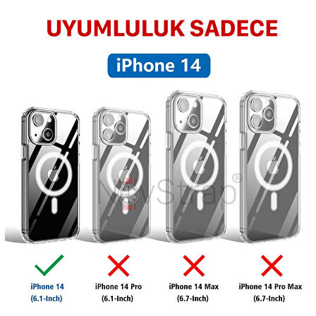 NovStrap iPhone 14 Uyumlu Kılıf 6.1 Şeffaf Arkası Polikarbon Cam Armour Zırh Kapak Sararma Yapmayan