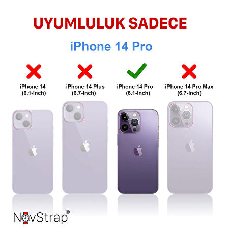 NovStrap iPhone 14 Pro Uyumlu Kılıf 6.1 Şeffaf Polikarbon Cam Armour Zırh Kapak Sararma Yapmayan