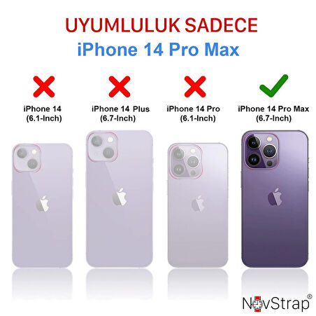 NovStrap iPhone 14 Pro Max Uyumlu Kılıf 6.7 Şeffaf Polikarbon Cam Armour Zırh Kapak Sararma Yapmayan