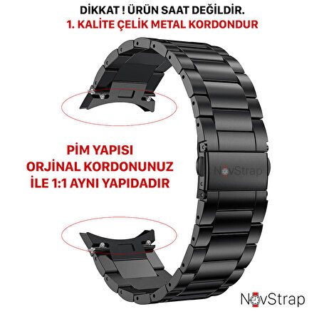 NovStrap Samsung Galaxy Watch 4 40-42-44-46 Mm Uyumlu Çelik Metal Kordon Boşluk Bırakmayan Pimli