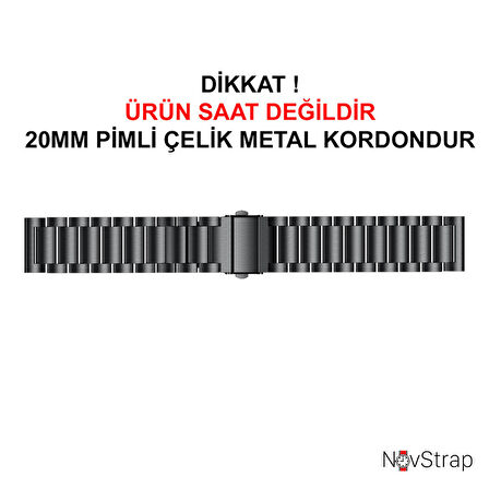 NovStrap Samsung Galaxy Watch 5 Pro 45mm / Watch 5 40-44mm Uyumlu Kordon (20 Mm) Çelik Metal Kayış