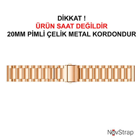 NovStrap Samsung Galaxy Watch 5 Pro 45mm / Watch 5 40-44mm Uyumlu Kordon (20 Mm) Çelik Metal Kayış