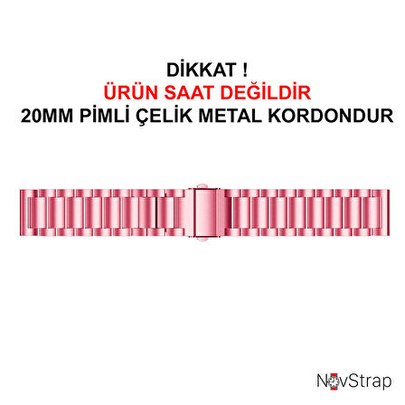 NovStrap Samsung Galaxy Watch 5 Pro 45mm / Watch 5 40-44mm Uyumlu Kordon (20 Mm) Çelik Metal Kayış