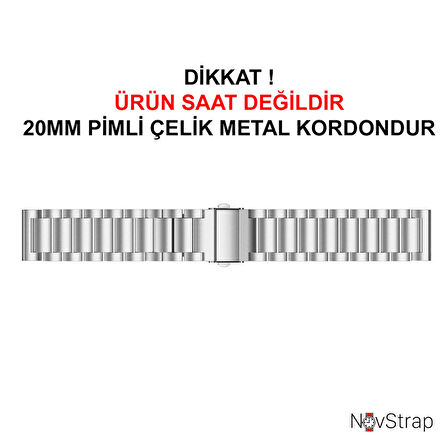 NovStrap Samsung Galaxy Watch 5 Pro 45mm / Watch 5 40-44mm Uyumlu Kordon (20 Mm) Çelik Metal Kayış