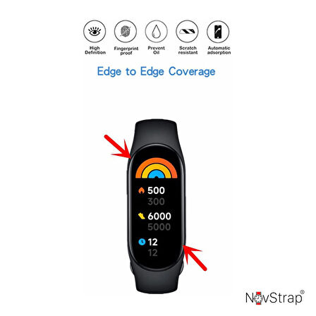 NovStrap Xiaomi Mi Band 7 Uyumlu Ekran Koruyucu Nano Esnek Cam Tam Kaplayan PPM