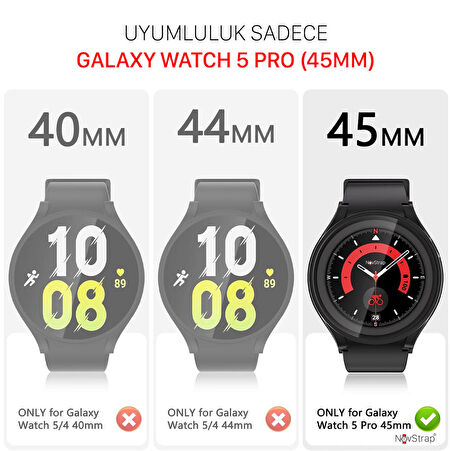 NovStrap Samsung Galaxy Watch 5 Pro 45mm Uyumlu Ekran Koruyucu Nano Esnek Cam Tam Uyumlu PPM