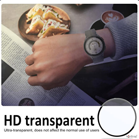 NovStrap Samsung Galaxy Watch 5 Pro 45mm Uyumlu Ekran Koruyucu Nano Esnek Cam Tam Uyumlu PPM