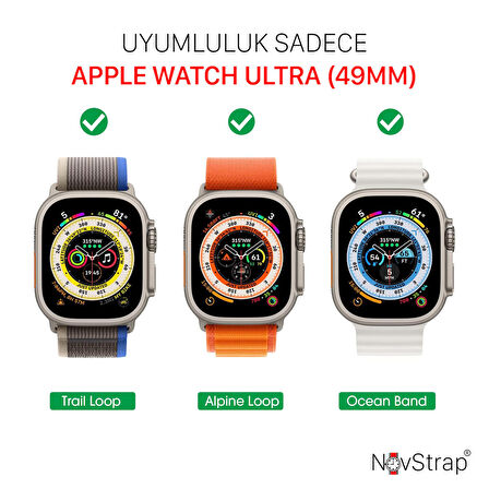 NovStrap Apple Watch Ultra 49mm Uyumlu Ekran Koruyucu Nano Esnek Cam Tam Kaplayan PPM