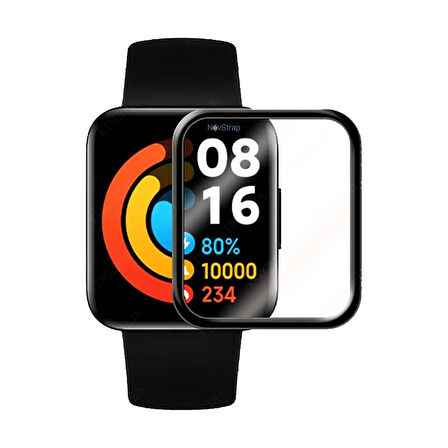NovStrap Xiaomi Redmi Watch 2 Lite Uyumlu Ekran Koruyucu Nano Esnek Cam Tam Kaplayan PPM