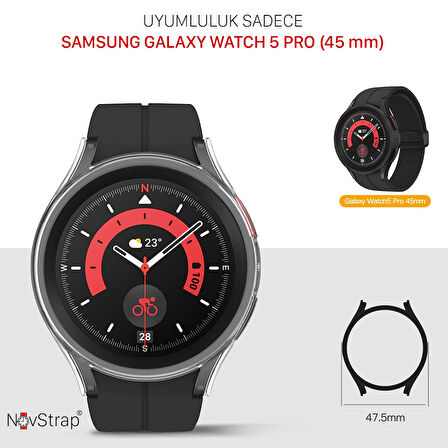 NovStrap Samsung Galaxy Watch 5 Pro 45mm Uyumlu Kılıf Kasa Koruyucu Sert PC