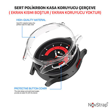 NovStrap Samsung Galaxy Watch 5 Pro 45mm Uyumlu Kılıf Kasa Koruyucu Sert PC