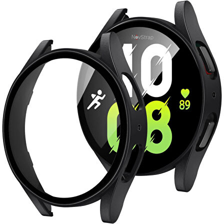 NovStrap Samsung Galaxy Watch 5 40mm Uyumlu Ekran Koruyucu Cam ve Kasa Koruyucu Sert PC