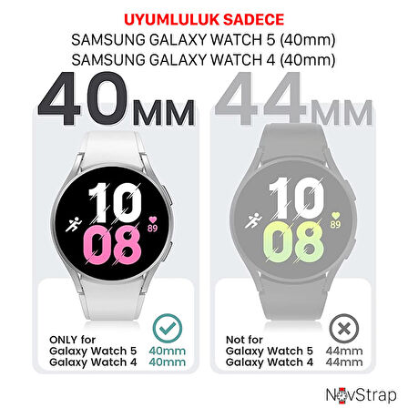 NovStrap Samsung Galaxy Watch 5 40mm Uyumlu Ekran Koruyucu Cam ve Kasa Koruyucu Sert PC
