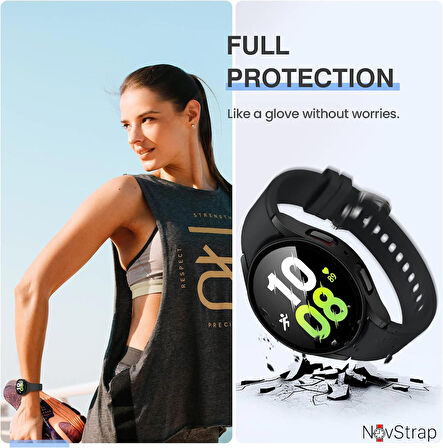 NovStrap Samsung Galaxy Watch 5 40mm Uyumlu Ekran Koruyucu Cam ve Kasa Koruyucu Sert PC