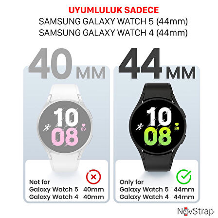 NovStrap Samsung Galaxy Watch 5 44mm Uyumlu Ekran Koruyucu Cam ve Kasa Koruyucu Kılıf Sert PC