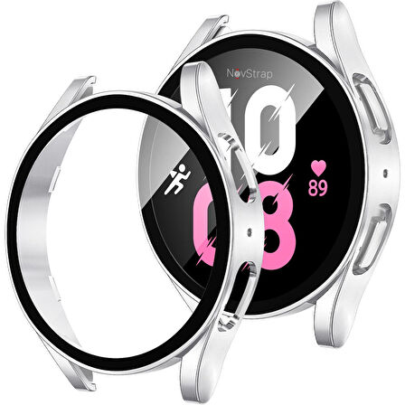 NovStrap Samsung Galaxy Watch 5 44mm Uyumlu Ekran Koruyucu Cam ve Kasa Koruyucu Kılıf Sert PC