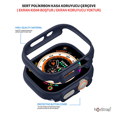 NovStrap Apple Watch Ultra 49mm Uyumlu Kılıf Apple Watch Ultra Kasa Koruyucu Sert PC