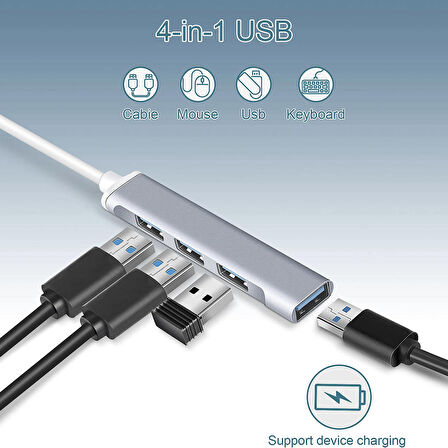 NovStrap Usb Çoğaltıcı Çoklayıcı 4 Port Usb 3.0 Hub Slim Adaptör Splitter Pc Laptop Notebook İçin