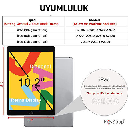 NovStrap Apple iPad 7 Nesil 8 Nesil 9 Nesil 10.2 inç ile Uyumlu Ekran Koruyucu Nano Esnek Cam