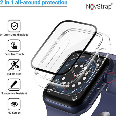 Apple Watch Seri 8 41mm Uyumlu Ekran Kasa Koruyucu Kapak Apple Watch 8 41mm 360 Koruma Kılıfı