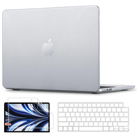 NovStrap Apple MacBook Air M2 13.6 inç A2681 Uyumlu Kılıf Dots Design-Şeffaf Klavye Kılıfı-Film