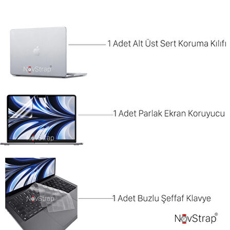 NovStrap Apple MacBook Air M2 13.6 inç A2681 Uyumlu Kılıf Dots Design-Şeffaf Klavye Kılıfı-Film