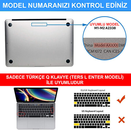 NovStrap Apple MacBook Pro M1 M2 Çip 13 inç A2338 Uyumlu Kılıf Dots Design-Şeffaf Klavye Kılıfı-Film