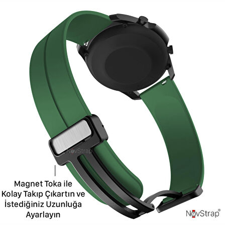 NovStrap Huawei Watch Gt2 Gt3 46mm Gt3 Se Gt3 Pro Gt2 Pro Gt 2e Uyumlu Kordon Magnet Tokalı Silikon