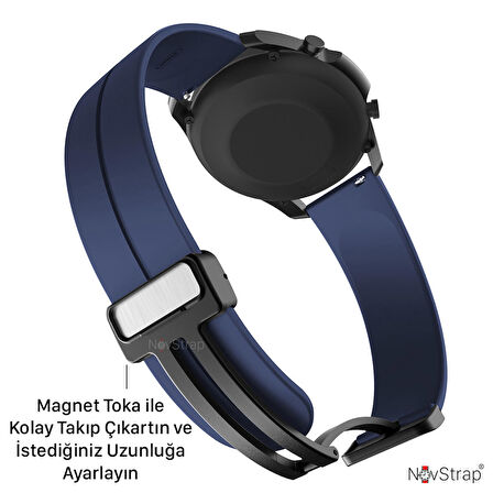 NovStrap Huawei Watch Gt2 Gt3 46mm Gt3 Se Gt3 Pro Gt2 Pro Gt 2e Uyumlu Kordon Magnet Tokalı Silikon