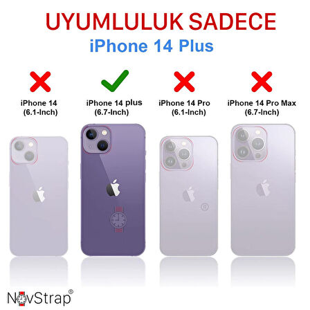 NovStrap Apple iPhone 14 Plus Uyumlu Kılıf 6.7 inç Magsafe ile Uyumlu Deri Kılıf İçi Kumaş Kadife