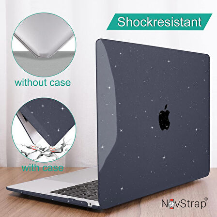 NovStrap Apple MacBook Air M2 Çip 13.6 inç 2022 A2681 Uyumlu Kılıf Kapak Parlak Simli Kılıf Glitter