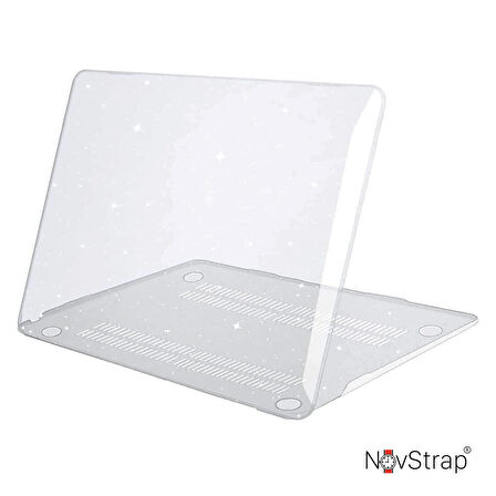 NovStrap Apple MacBook Air M2 Çip 13.6 inç 2022 A2681 Uyumlu Kılıf Kapak Parlak Simli Kılıf Glitter