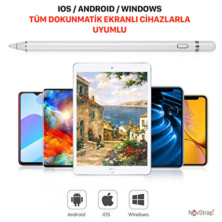 NovStrap Lenovo Tab M10/M10 Plus/M8/Yoga/P11 Plus Uyumlu Dokunmatik Kalem Pencil Active Stylus Kalem