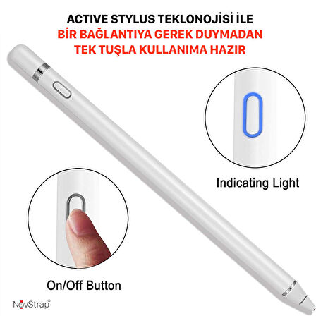 NovStrap Lenovo Tab M10/M10 Plus/M8/Yoga/P11 Plus Uyumlu Dokunmatik Kalem Pencil Active Stylus Kalem