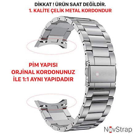 NovStrap Samsung Galaxy Watch 4 40-42-44-46 Mm Uyumlu Çelik Metal Kordon Boşluk Bırakmayan Pimli