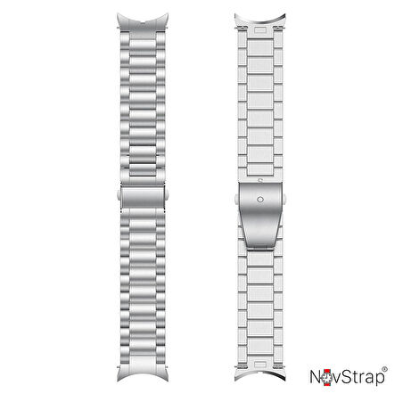 NovStrap Samsung Galaxy Watch 4 40-42-44-46 Mm Uyumlu Çelik Metal Kordon Boşluk Bırakmayan Pimli
