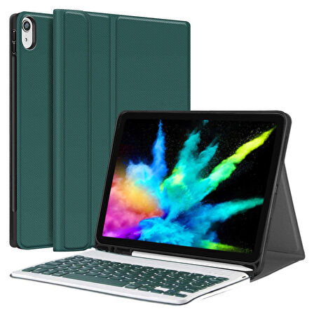 NovStrap Apple iPad Pro 11 2022 2021 2020 2 3 4 Nesil Uyumlu Bluetooth Klavyeli Kılıf Kalem Bölmeli